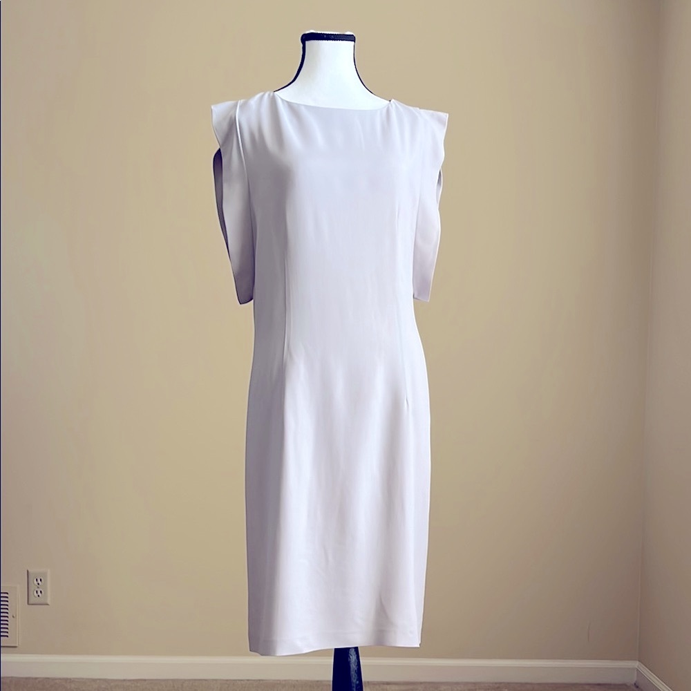 BLUE LES COPAINS - Crepe Sheath Dress in Pale Gray -  46 IT / US 8-10